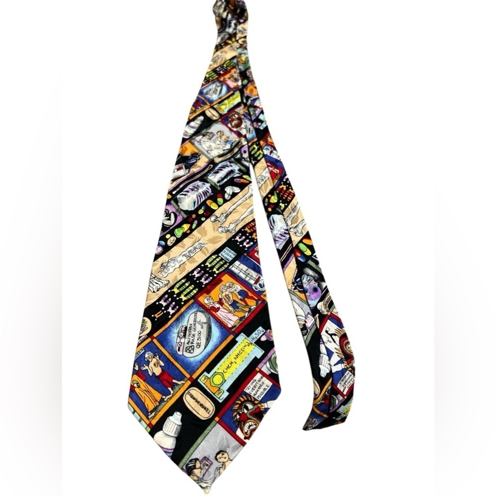 Vintage silk medicine dr themed formal tie